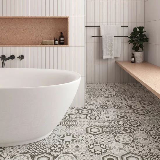 Carrelage Hexatile Grey Mat 17,5x20 cm - vue d’ambiance