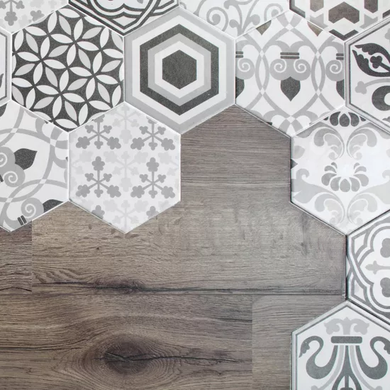 Carrelage Hexatile Harmony B&W 17,5x20 cm - vue d’ambiance