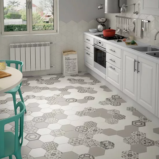 Carrelage Hexatile Harmony B&W 17,5x20 cm - vue d’ambiance 6