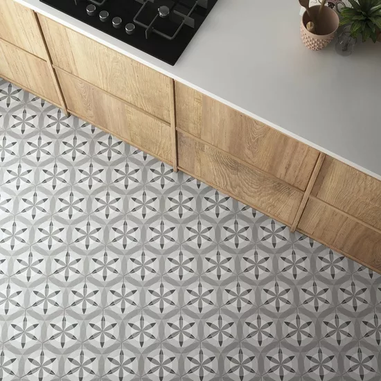 Carrelage Hexatile Nature B&W 17,5x20 cm - vue d’ambiance
