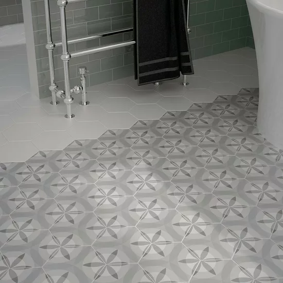 Carrelage Hexatile Nature B&W 17,5x20 cm - vue d’ambiance 3