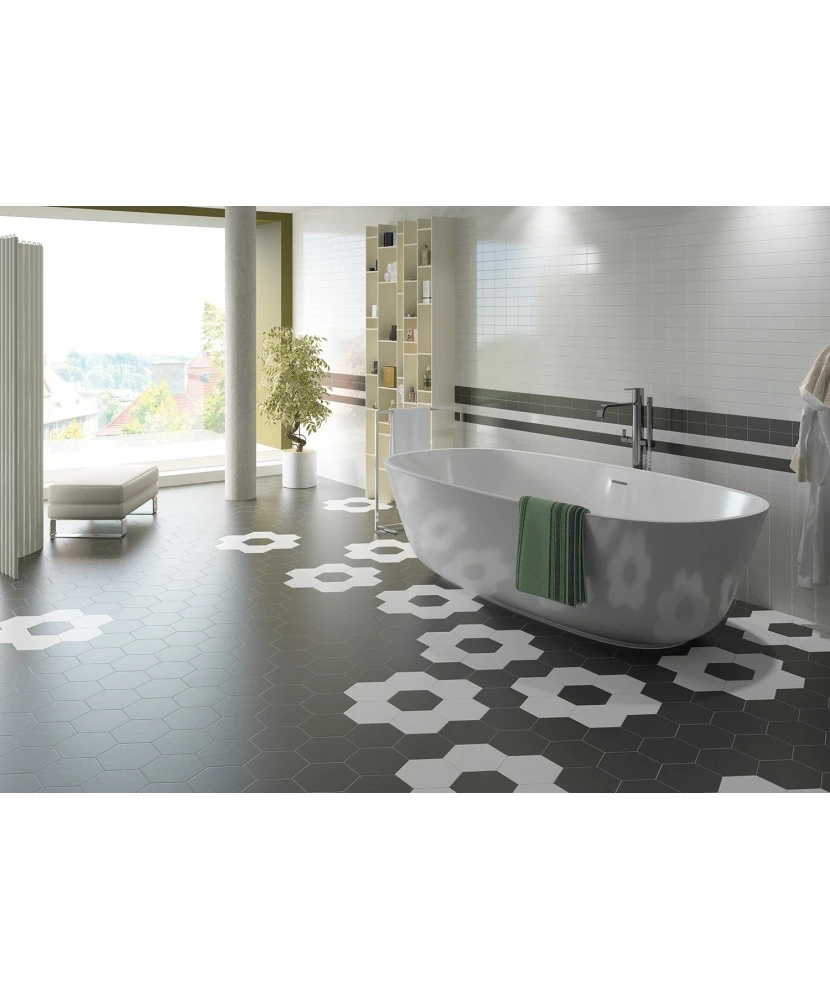 Carrelage Hexatile Black Mat 17,5x20 cm - vue d’ambiance