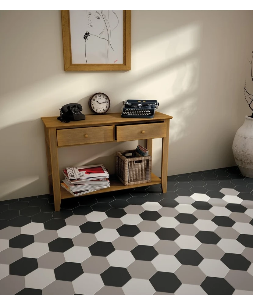 Carrelage Hexatile Black Mat 17,5x20 cm - vue d’ambiance 2