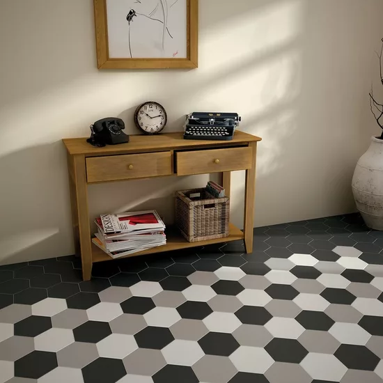 Carrelage Hexatile Black Mat 17,5x20 cm - vue d’ambiance 2