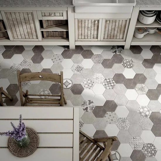 Carrelage Hexatile Cement Black 17,5x20 cm - vue d’ambiance