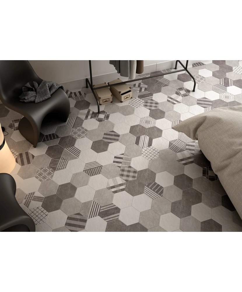 Carrelage Hexatile Cement Black 17,5x20 cm - vue d’ambiance 3