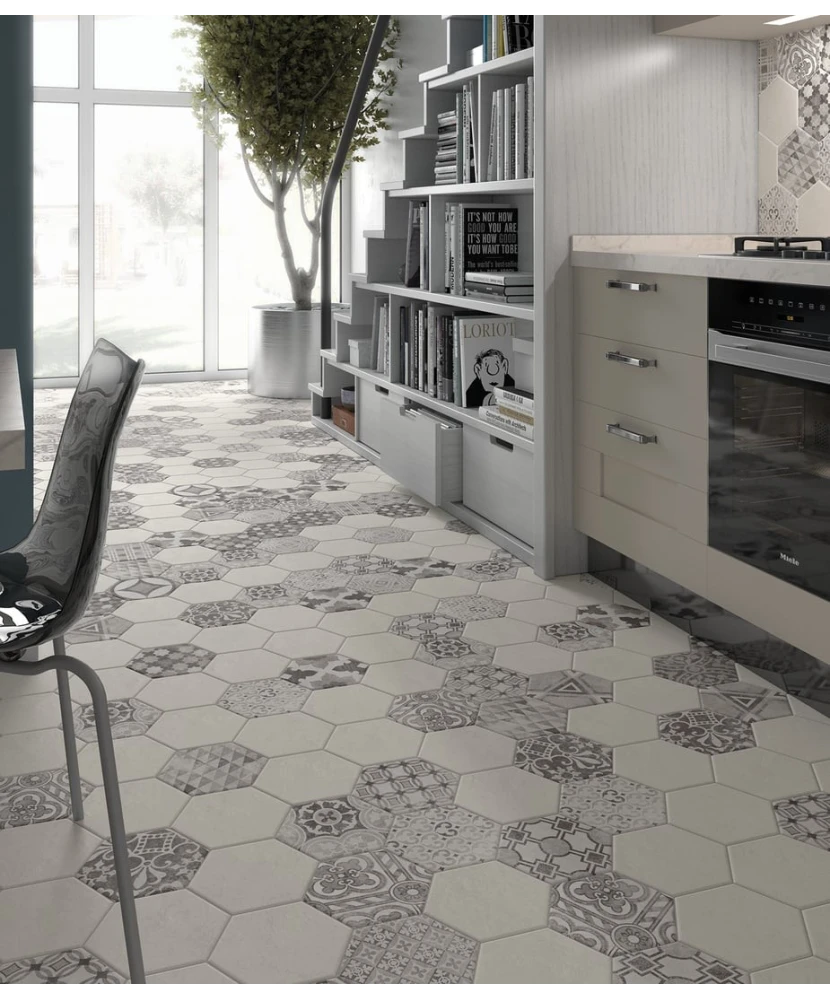 Carrelage Hexatile Cement Black 17,5x20 cm - vue d’ambiance 4