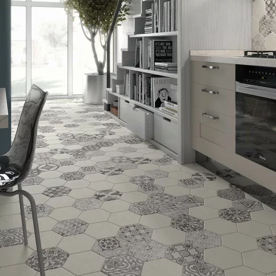 Carrelage Hexatile Cement Garden Grey 17,5x20 cm - vue d’ambiance