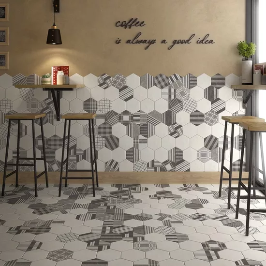 Carrelage Hexatile Cement Geo Grey 17,5x20 cm - vue d’ambiance