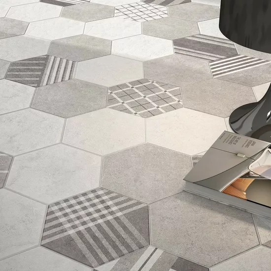 Carrelage Hexatile Cement Geo Grey 17,5x20 cm - vue d’ambiance 2