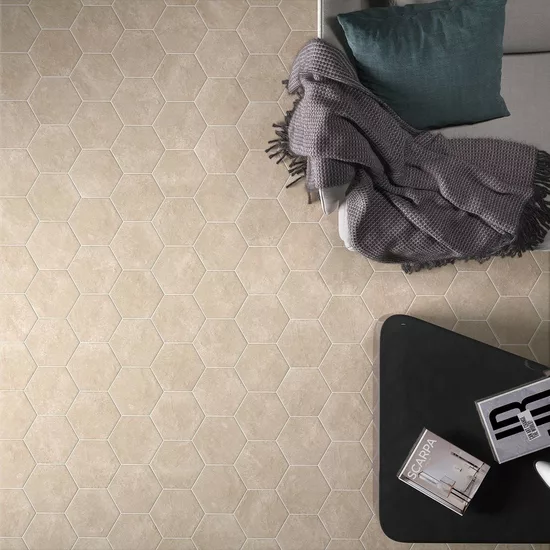 Carrelage Hexatile Cement Mink 17,5x20 cm - vue d’ambiance
