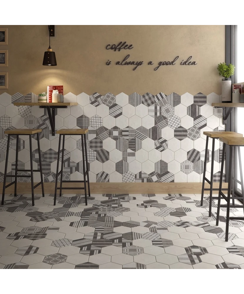 Carrelage Hexatile Cement White 17,5x20 cm - vue d’ambiance 4