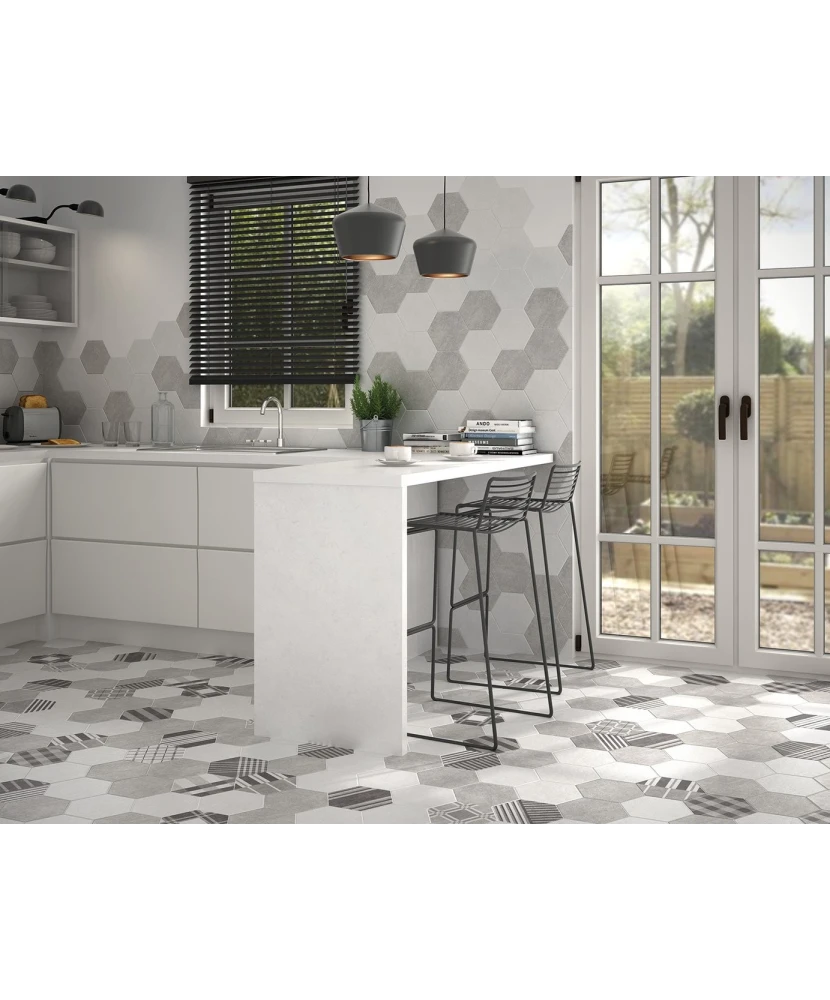 Carrelage Hexatile Cement White 17,5x20 cm - vue d’ambiance 6