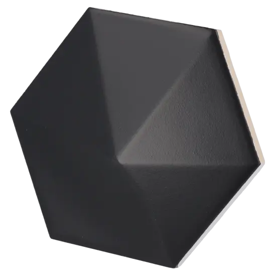 Carrelage Oberland Black Mat 12,4x10,7 cm - vue latérale du carreau