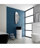 Carrelage Oberland Electric Blue 12,4x10,7 cm - posé en salle de bain