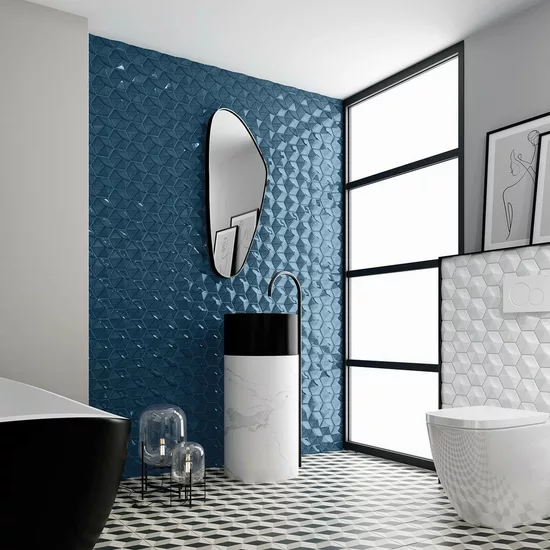 Carrelage Oberland White 12,4x10,7 cm - posé en salle de bain 2