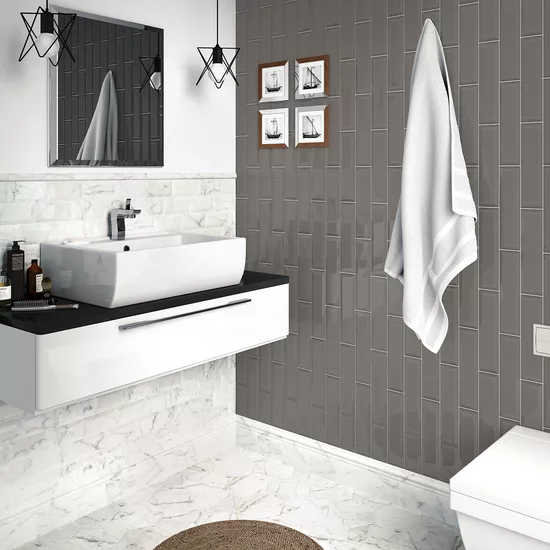Carrelage Metro Dark Grey 7,5x30 cm - vue d’ambiance