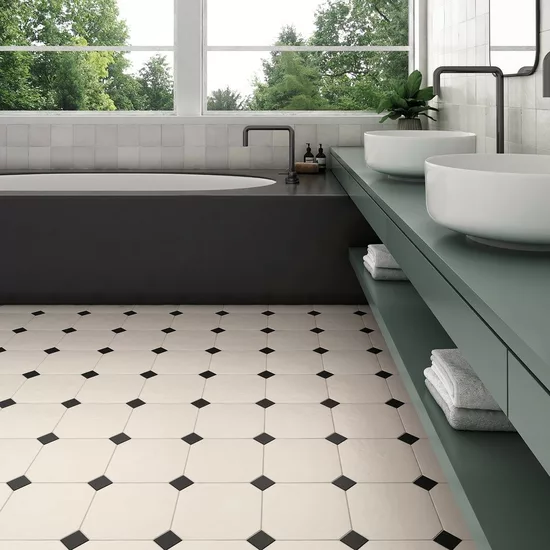 Carrelage Octagon Blanco Mate 20x20 cm - vue d’ambiance