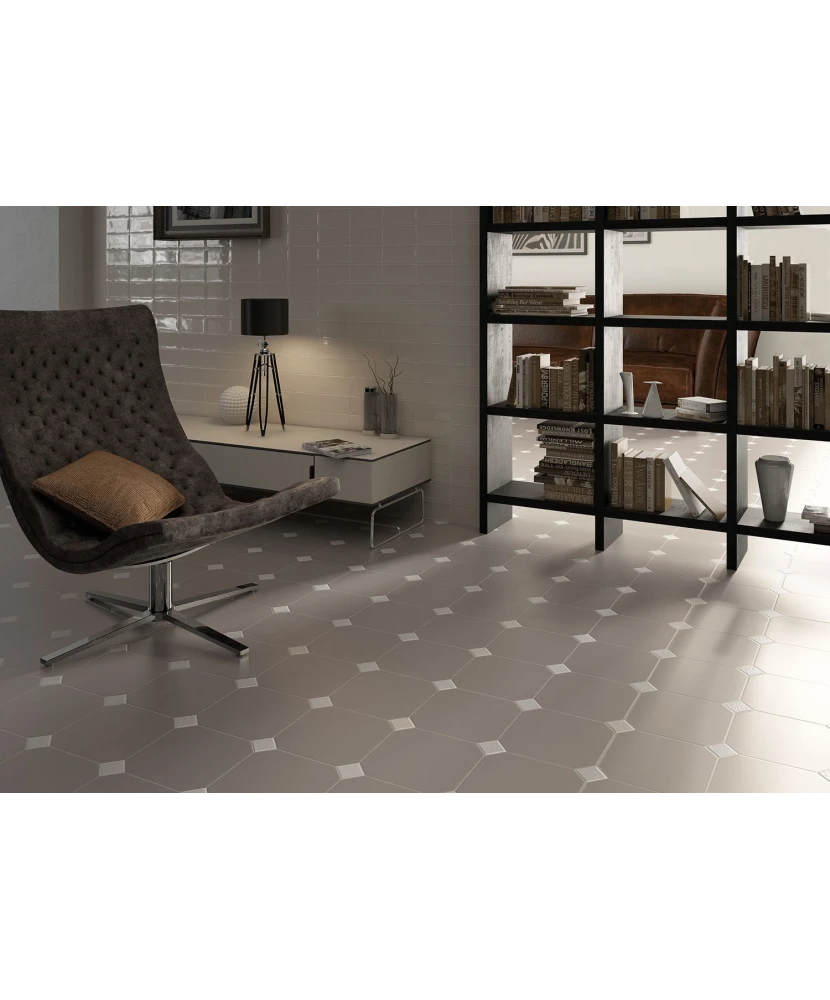 Carrelage Octagon Gris Mate 20x20 cm - vue d’ambiance