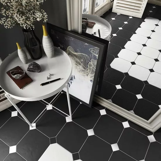 Carrelage Octagon Negro Mate 20x20 cm - vue d’ambiance