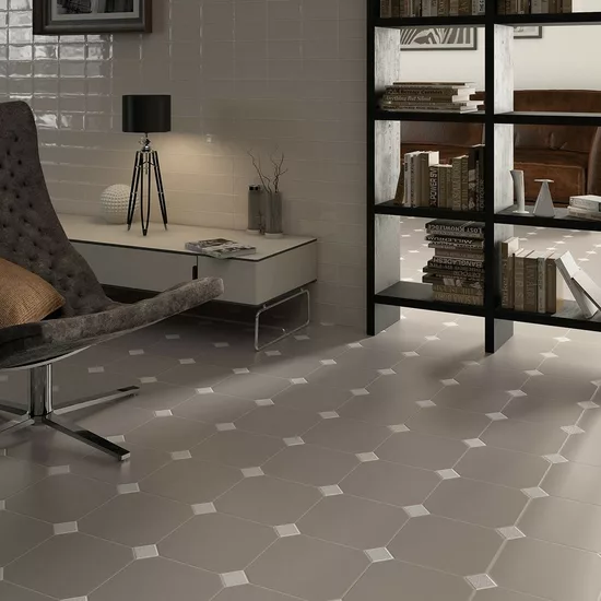Carrelage Taco Blanco Mate 4,6x4,6 cm - vue d’ambiance