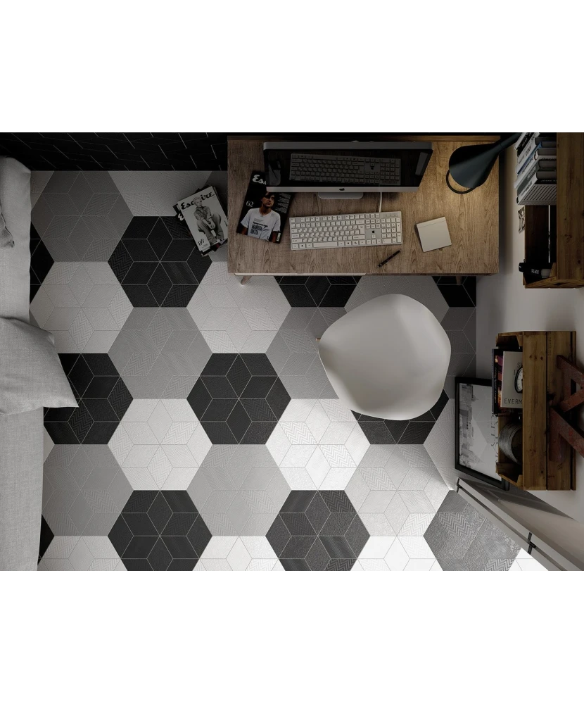 Carrelage Rhombus Black Mat 14x24 cm - vue d’ambiance 2