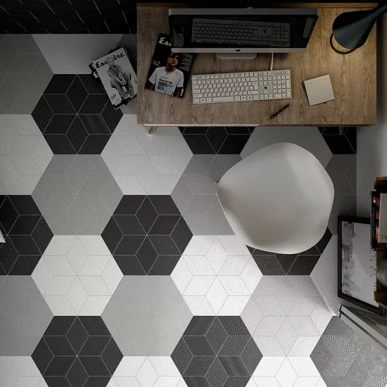 Carrelage Rhombus Dark Grey Mat 14x24 cm - vue d’ambiance