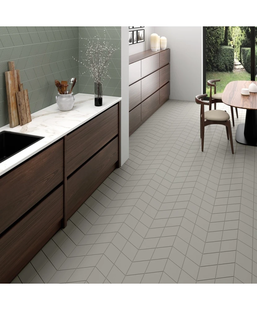 Carrelage Rhombus Smooth Light Grey Mat 14x24 cm - vue d’ambiance 2