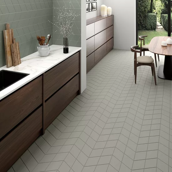 Carrelage Rhombus Smooth Light Grey Mat 14x24 cm - vue d’ambiance 2