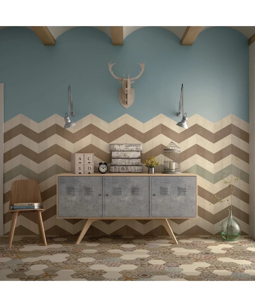 Carrelage Rhombus Taupe Mat 14x24 cm - vue d’ambiance