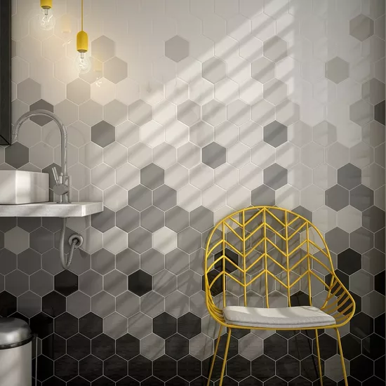 Carrelage Scale Hexagon Light Grey 12,4x10,7 cm - vue d’ambiance