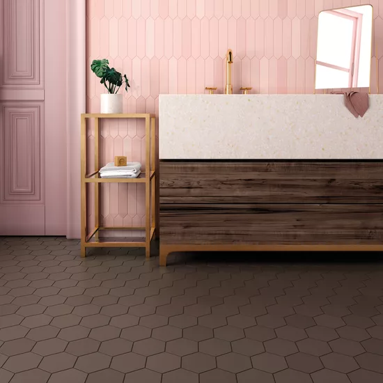 Carrelage Arrow Blush Pink 5x25 cm - vue d’ambiance