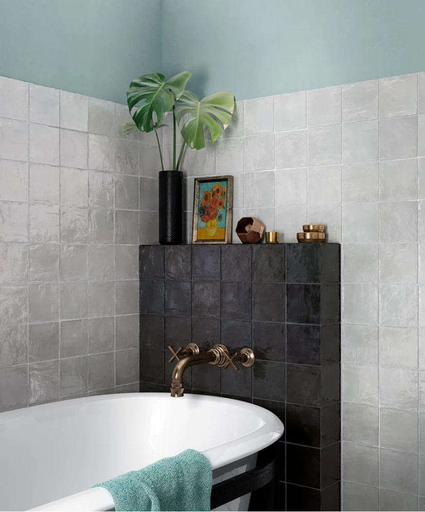Carrelage La Riviera Gris Nuage 13,2x13,2 cm - posé en salle de bain