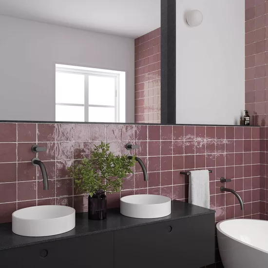 Carrelage La Riviera Juneberry 13,2x13,2 cm - posé en salle de bain