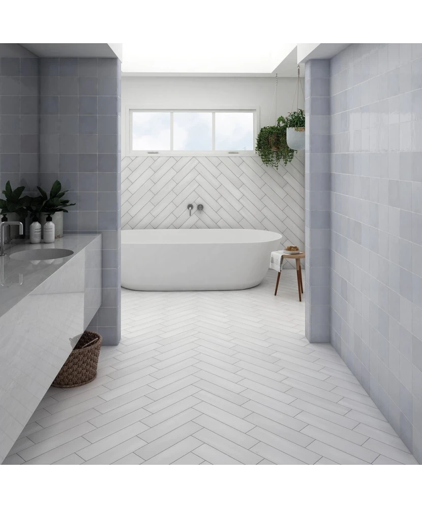 Carrelage La Riviera Lavanda Blue 13,2x13,2 cm - posé en salle de bain