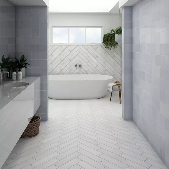 Carrelage La Riviera Lavanda Blue 13,2x13,2 cm - posé en salle de bain