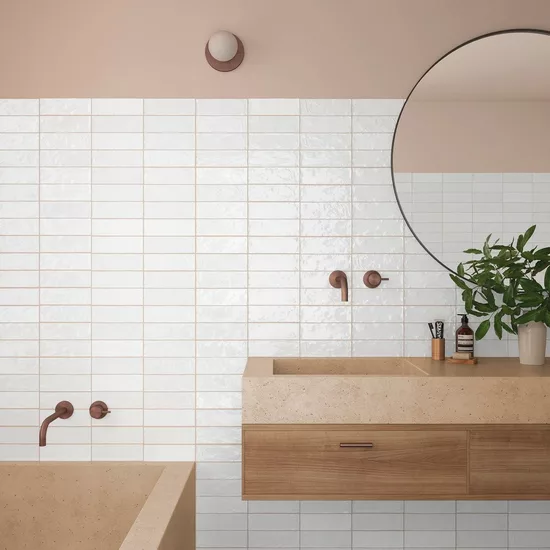 Carrelage La Riviera Blanc 6,5x20 cm - posé en salle de bain