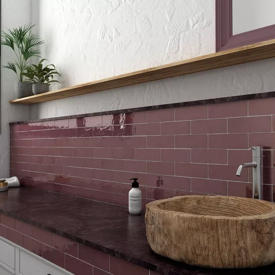 Carrelage La Riviera Juneberry 6,5x20 cm - posé en salle de bain