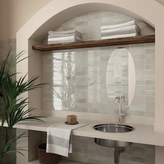 Carrelage La Riviera Vert 6,5x20 cm - posé en salle de bain