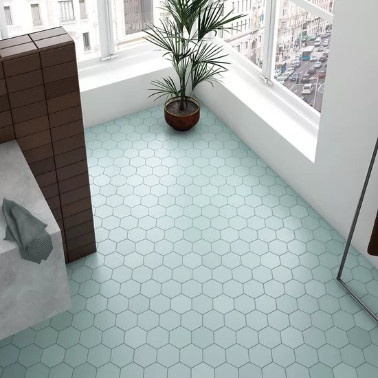 Carrelage Kromatika Bleu Clair 11,6x10,1 cm - vue d’ambiance