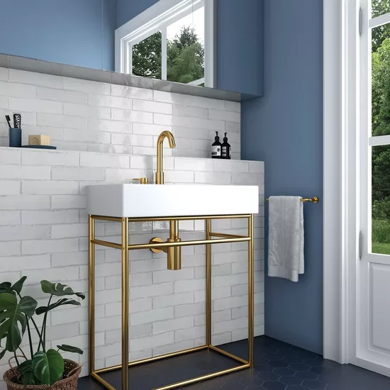 Carrelage Tribeca Gypsum White 6x24,6 cm - posé en salle de bain