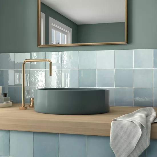 Carrelage Artisan Aqua 13,2x13,2 cm - vue d’ambiance