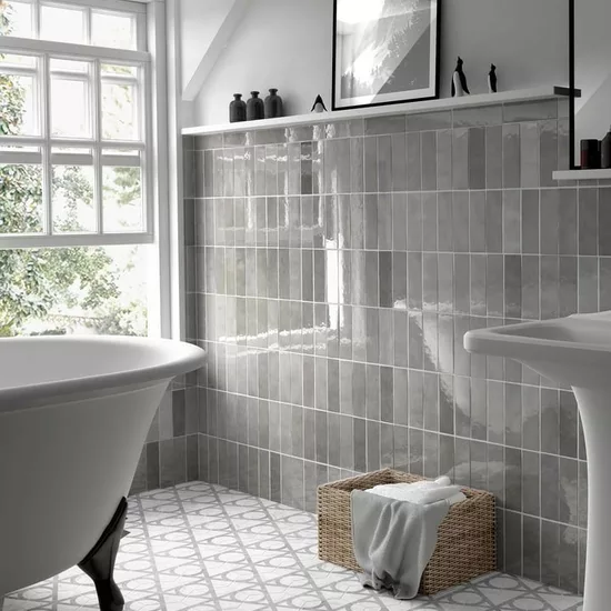 Carrelage Artisan Alabaster 6,5x20 cm - posé en salle de bain