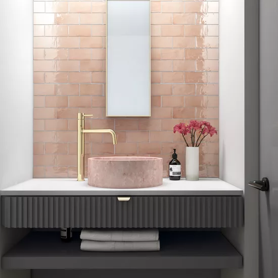 Carrelage Manacor Blush Pink 7,5x15 cm - vue d’ambiance
