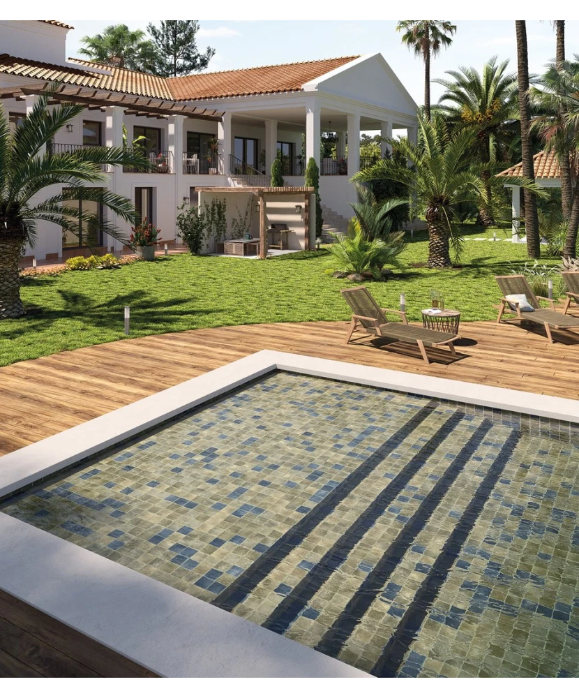 Carrelage Argile Khaki 10x10 cm - vue d’ambiance