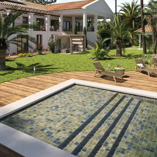 Carrelage Argile Khaki 10x10 cm - vue d’ambiance