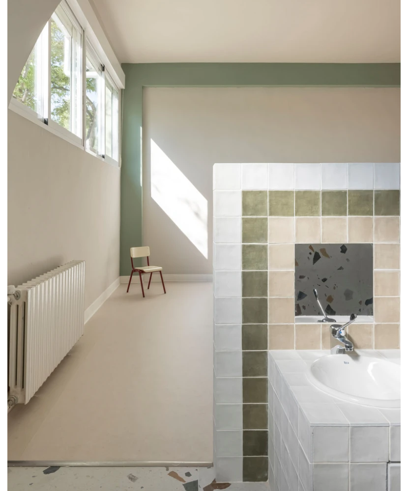 Carrelage Argile Khaki 10x10 cm - vue d’ambiance 4