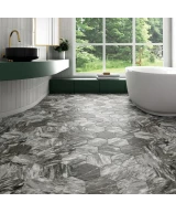 Carrelage Bardiglio Hexagon Dark Mat 17,5x20 cm - vue d’ambiance