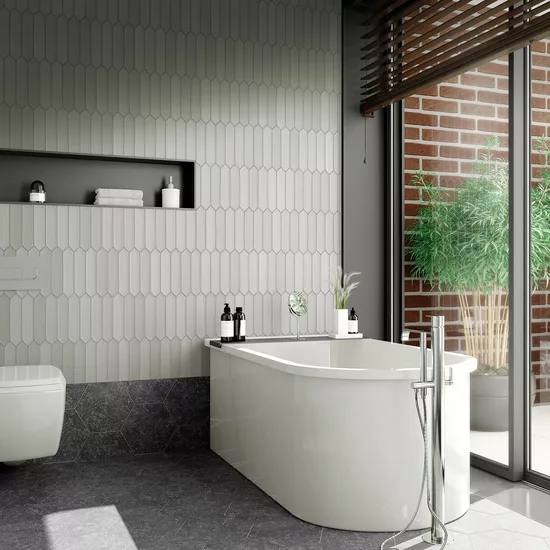 Carrelage Lanse Gray 5x25 cm - posé en salle de bain