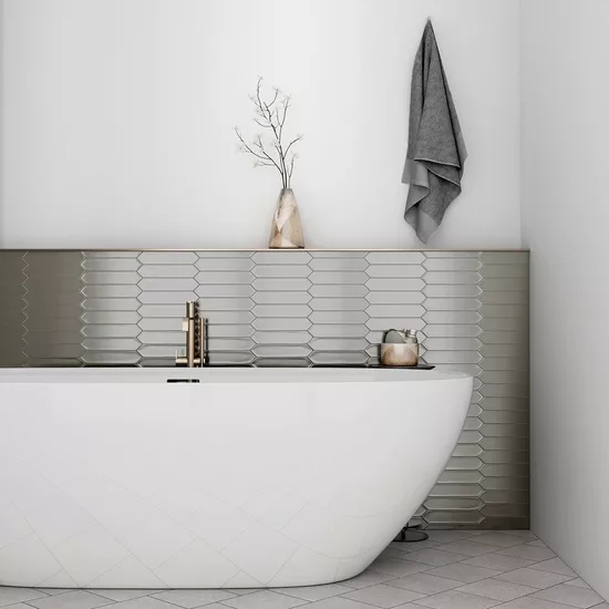 Carrelage Lanse Silver 5x25 cm - posé en salle de bain